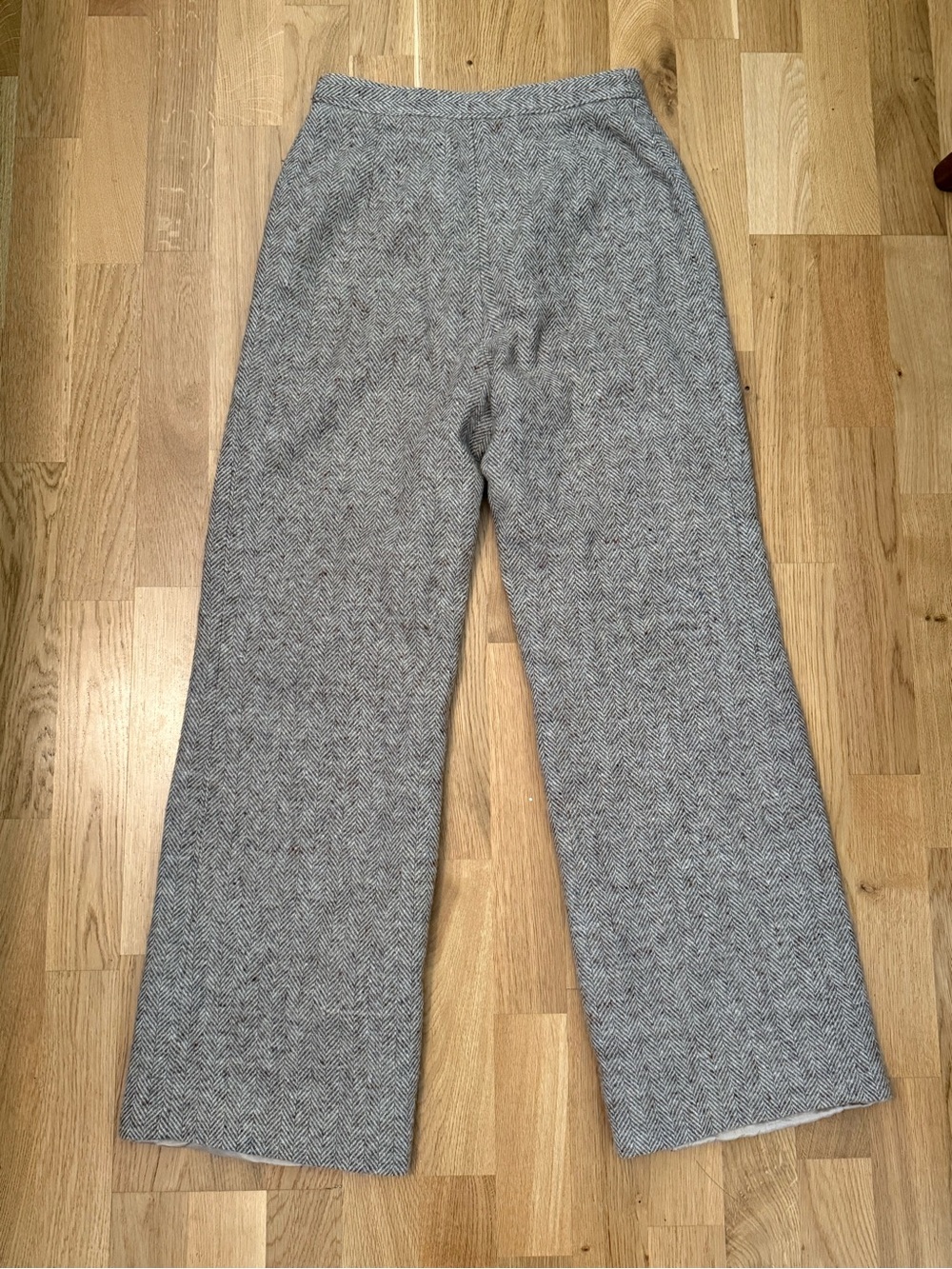 Evan Picone Gray Herringbone Wide-Leg Pants
